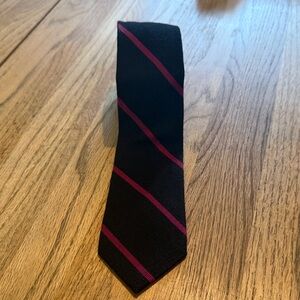 J. Crew Black Tie with Burgundy Diagonal Stripes